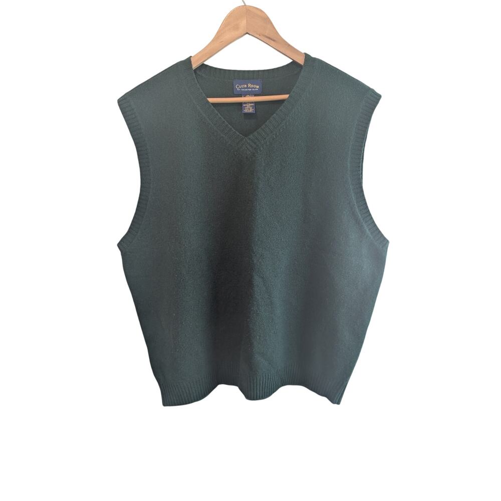 Vintage Charter Club Lambswool Sweater Vest Mens XL Green 90s Preppy Academia